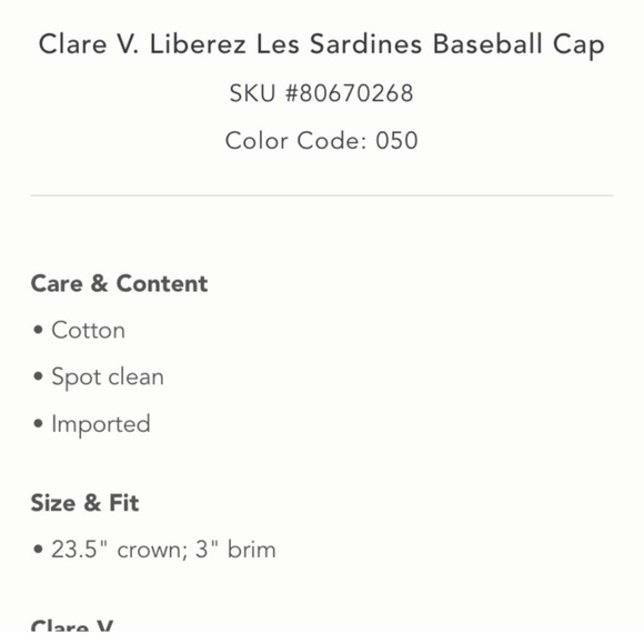 Clare V. Liberes le sardines Lavender Baseball Hat - Picture 5 of 10